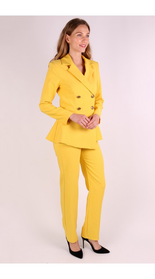 Golden Button Double Breasted Blazer Trouser Set 