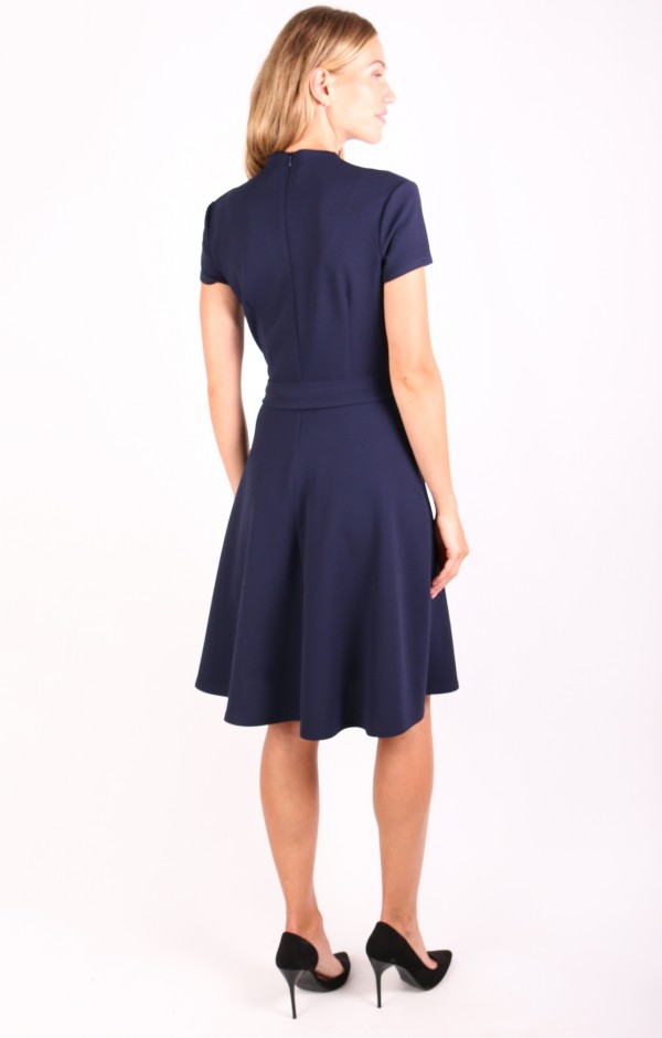 Cap Sleeve Wrap Skater Dress with Belt 